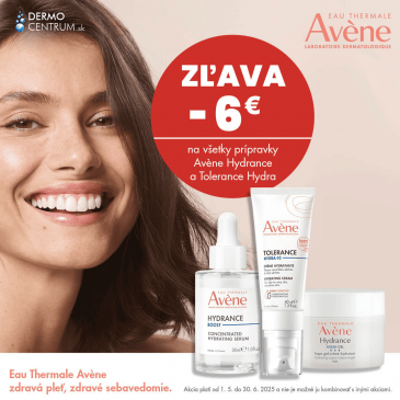 Zľava 6 € na prípravky Avene z radu Hydrance a Tolerance Hydra