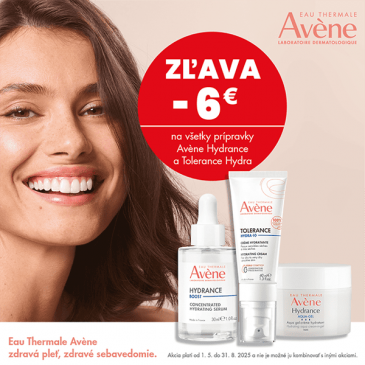 Zľava 6 € na prípravky Avene z radu Hydrance a Tolerance Hydra