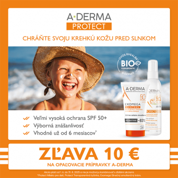 Zľava 10 € na všetky prípravky slnečnej ochrany A-Derma Protect