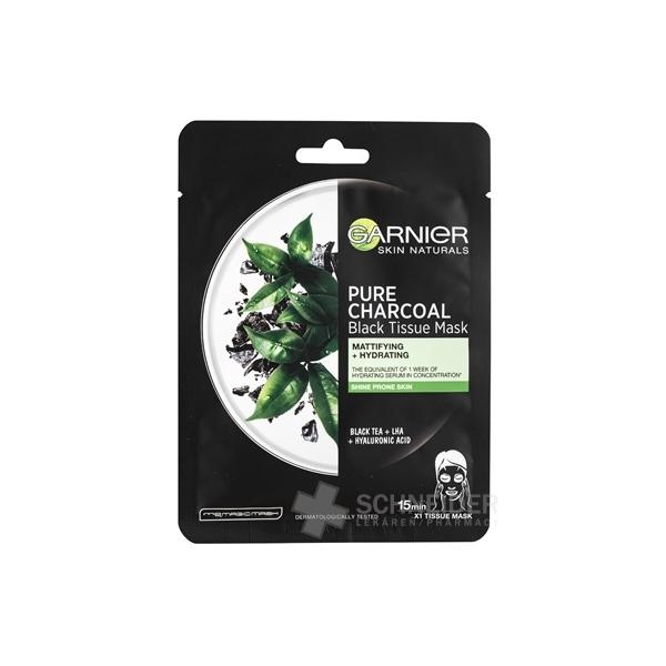 GARNIER Skin Black Mask PURE CHARCOAL Čierny čaj