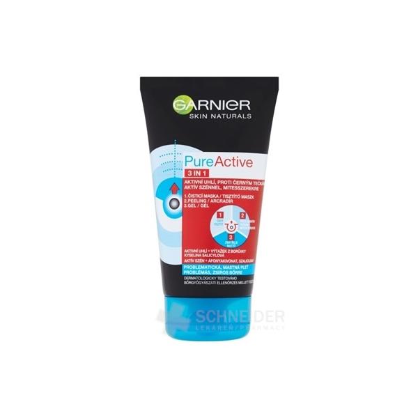 GARNIER Skin Pure Active 3v1 Čierne uhlie