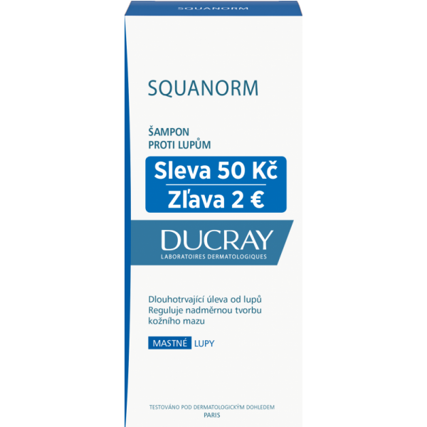 DUCRAY SQUANORM SHAMP - PELLICULES GRASSES (zľava)