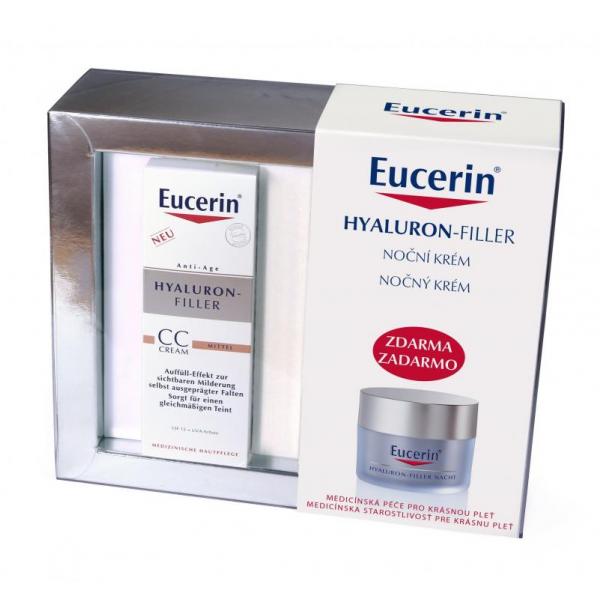 Eucerin Hyaluron-Filler CC krém stredne tmavý 50ml + nočný krém 20ml