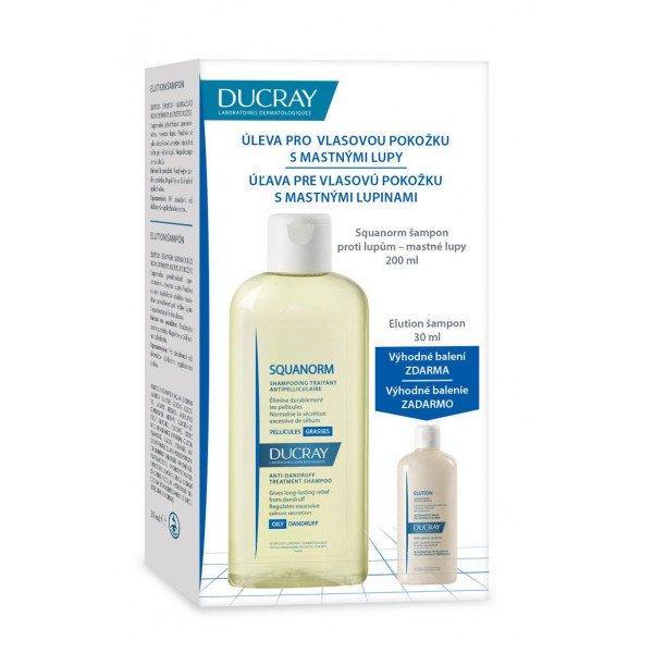 Ducray Squanorm šampón na mastné lupiny 200ml + Elution šampón 30ml