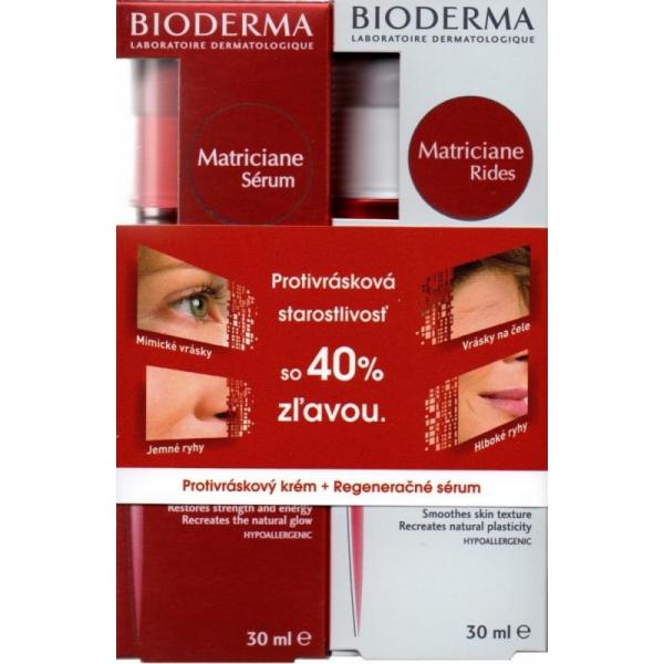 Bioderma Matriciane Rides krém s vysokohydratačným účinkom proti vráskam + Matriciane regeneračné a omladzujúce sérum 